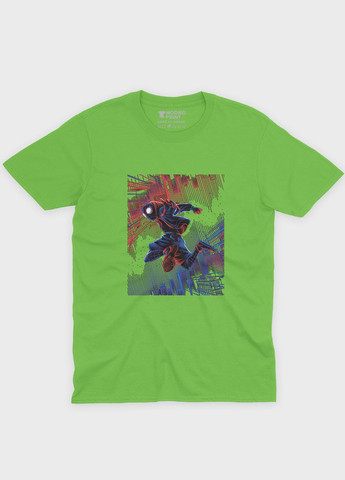 Салатова демісезонна футболка для хлопчика з принтом супергероя - людина-павук (ts001-1-kiw-006-014-061-b) Modno