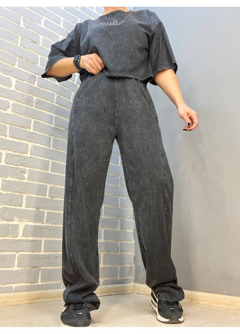 Костюм жіночий 4207 варений з короткою футболкою оверсайз та брюками рівними від стегна Coast Moda (302899777)