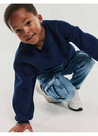 H&M плюшевий світшот тедді для хлопчика однотонний синій повсякденний поліестер