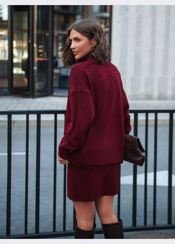в'язаний костюм бордового кольору зі спідницею Dressa (362699320)