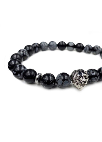 Браслет із обсидіана з левом срібного кольору (50028) Hemst (301071388)