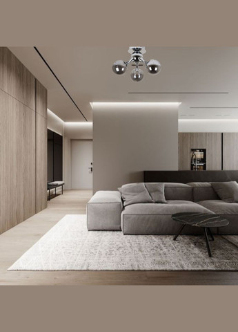 Срібна сучасна люстра на 3 чорних плафони (52-9817-3 CR+BK) No Brand (370071969)