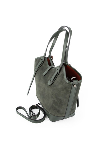 Сумка жіноча замшева 04054 з червоною підкладкою темно-зелена Virginia Conti (362219366)