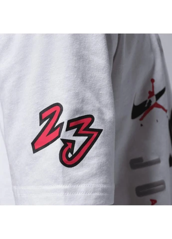 Белая демисезонная футболка подростковая белая 95f385-001 Nike JORDAN DYNASTY PATCH