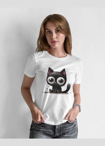 Женская футболка с котом белая Mishe 2000402 - (284119092)