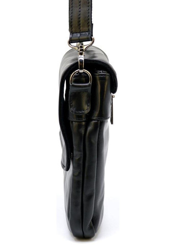 Сумка месенджер через плече чоловіча з натуральної шкіри маленька для документів формату А5 або планшета Чорний 35754 TARWA (337466414)