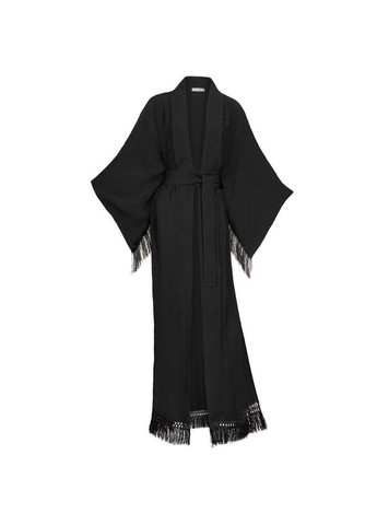Халат-кимоно длинный на запах в японском стиле с поясом и бахромой Ночь Garna (289362495)