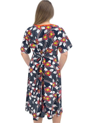 Темно-синее повседневный платье женское цветы Жемчужина стилей с цветочным принтом