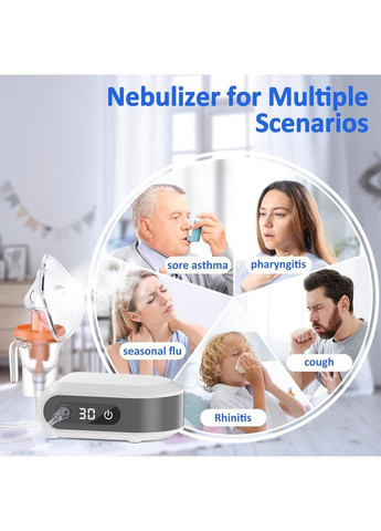 Небулайзер LYGJMYOK CNB 69011 з функцією таймера, безшумний, портативний, сірий (пошкоджена коробка) No Brand (356505589)