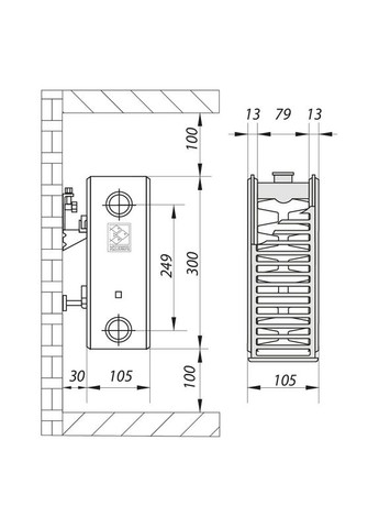 Стальной радиатор 22х300х700.S (сторона. подключение) (RAD070) KOER (322074634)