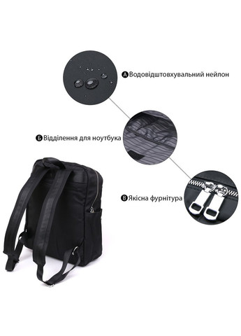 Городской рюкзак нейлоновый с множеством карманов для ноутбука и учебы черный (sku_14808) No Brand (329860300)