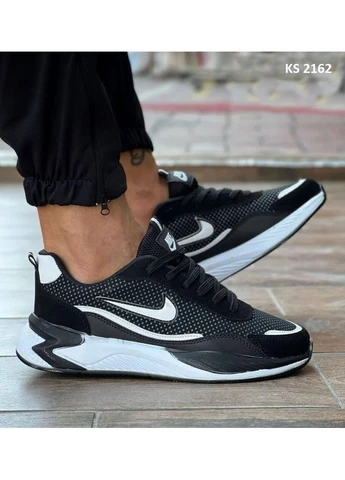 Білі кросівки чоловічі nike air black white найк аір білі демісезон No Brand