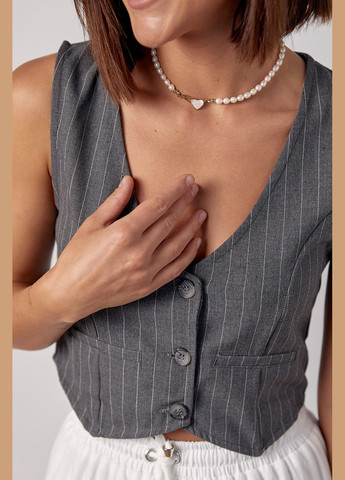 Короткий жіночий жилет у смужку на гудзиках Lurex (297682534)