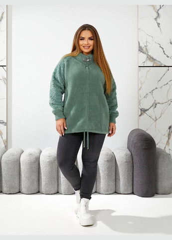 Зеленое Кэжуал пальто из альпаки и мехом 48-56 размера KVAN