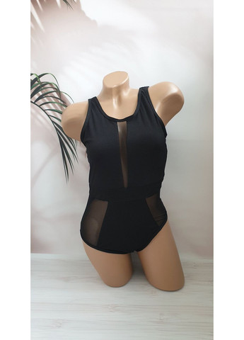 Черный летний женский слитный купальник слитный No Brand