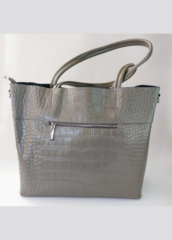 Сумка женская А4 классическая с двумя ручками на плечо из натуральной кожи с тиснением под рептилию серая Karlos Marconi (335821283)
