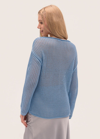 Голубой женский есо-свитер с дырками SVTR