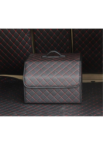 Комплект органайзеров в багажник автомобиля с ручками для переноски экокожа 2 штуки (476924-Prob) Черный с красной строчкой Unbranded (292630650)