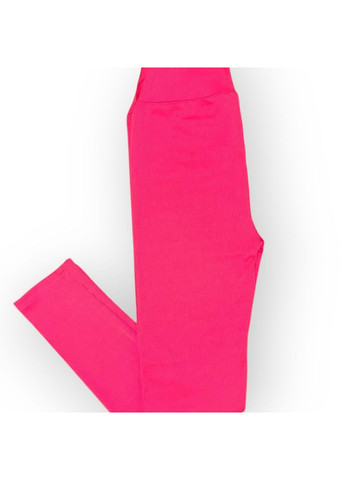 Жіночі лосини еластичні в рубчик з високим широким поясом без утеплення демісезон 99-101см чорні No Brand (318450646)