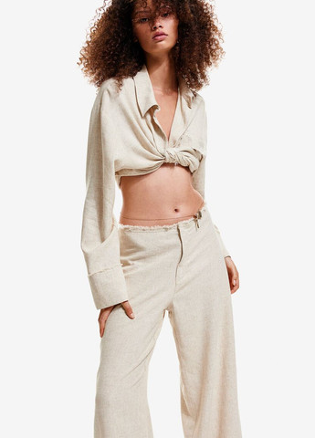 ШТАНЫ женские из льняной смеси и бахромой- 34 H&M (335213419)