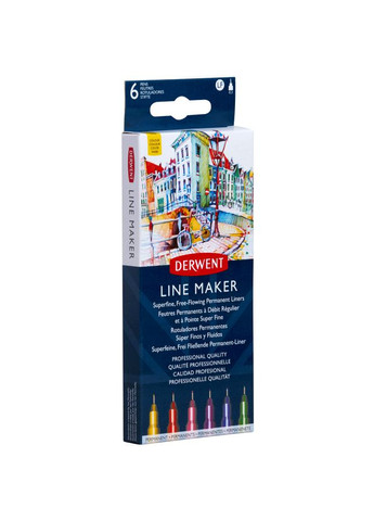 Набір лінерів Line Maker Colour 6шт кольорові Derwent (362582497)