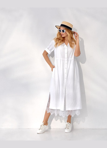 Білий плаття жіноче літнє лляне біле mksn2312-02 Modna KAZKA