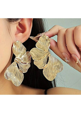 Сережки большие Золотистые цветы No Brand (361319536)