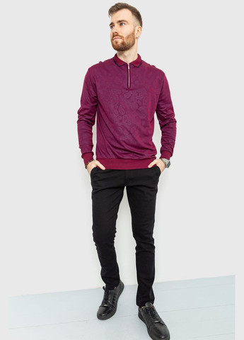 Бордовая футболка-поло мужское сдлинным рукавом, цвет бордовый, для мужчин Ager
