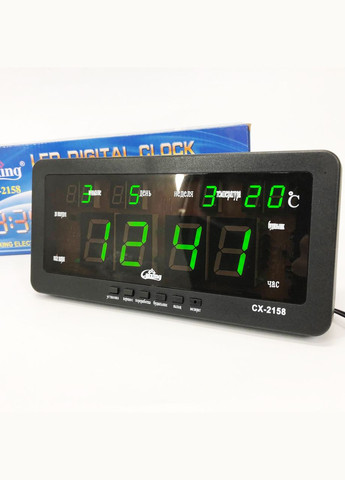 Годинник настільний CX-2158 із зеленою підсвіткою, Електронний настільний годинник digital світний Caixing (372908596)