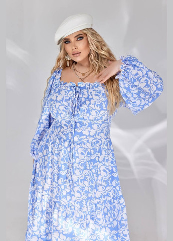 Блакитна женское свободное платье из софта цвет голубой р.50/52 450392 New Trend