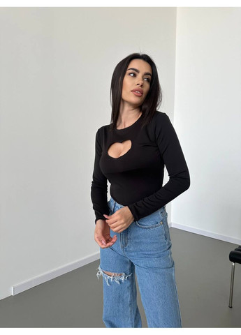 Кофта з сердечком вирізом на грудях,мікро дайвінг з рукавами Україна (362356728)