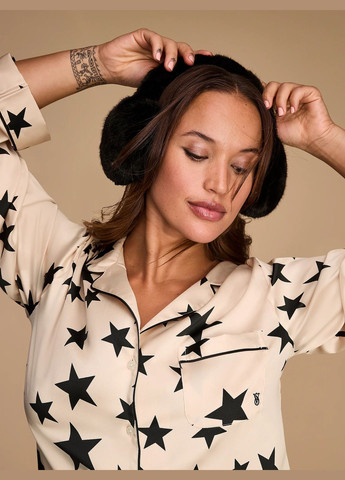 Бежева cатинова атласна піжама сорочка + брюки Victoria's Secret