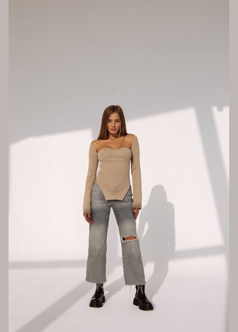 Кофта в рубчик з гарним вирізом Україна (327880176)