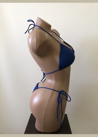 Синий летний раздельный женский купальник на завязках. No Brand