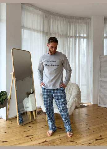 Домашній костюм-піжама з бавовни з начосом Vakko (282190221)