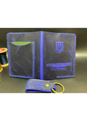 Обложка Для Удостоверения Офицера с Отделом Для Карт из Натуральной Кожи Ручной Работы Синий Цвет No Brand (356508904)