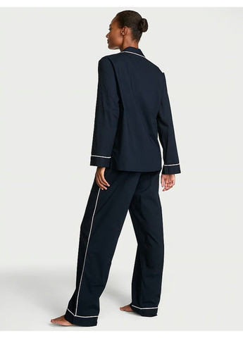 Темно-синяя всесезон пижама хлопковая regular cotton pajama set Victoria's Secret