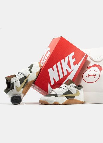 Кроссовки женские и мужские Nike Jordan Cut Check x Travis Scott White Brown | Найк Джордан белые No Brand белые демисезоны (335012306)