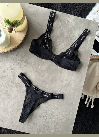 Черный демисезонный комплект белья No Brand