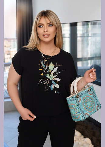 Женский костюм двойка с блузкой цвет изумрудный New Trend (304989842)