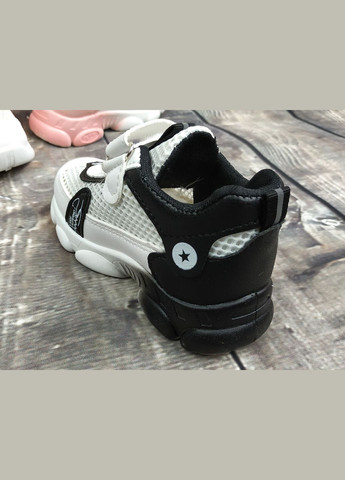 Комбіновані всесезонні кросівки дитячі літні no.1 біло-чорні No Brand