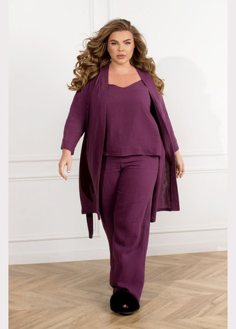 Фіолетова всесезон домашній бавовняний костюм 3-ка Minova