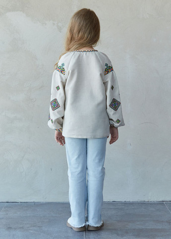 Бежева блузка для дівчаток Едельвіка візерунок геометричний (350880822)