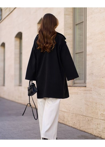 Черное демисезонное Кашемировое пальто-кокон однобортное ISSA PLUS