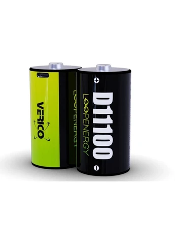 Аккумуляторные батарейки D/R20 USB Type-C 7400mAh/11100mWh 1.5V Li-ion 2шт./уп. (Loop Energy) Verico (385631508)