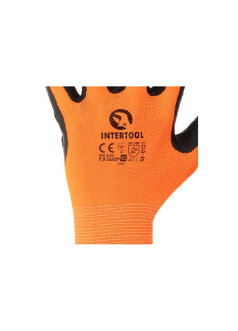 Рукавиці робочі захисні латексні рифлені " для будівництва та саду (6 шт.) Intertool (335050260)