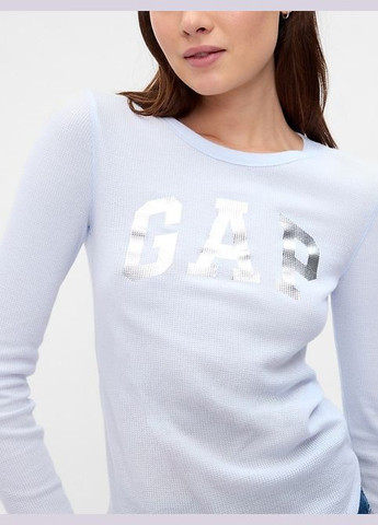 Жіночий лонгслів Waffle-Knit Crewneck блакитний Gap (327790429)