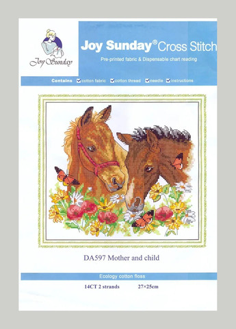 Набор для вышивания крестиком по нанесённой на канву "Mother and child". AIDA 14CT printed 27*25 см Joy Sunday (313613529)