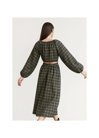 Зеленое платье миди H&M в клетку