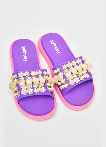 Сиреневые шлепки женские сиреневого цвета с бусинками Let's Shop с бусинами
